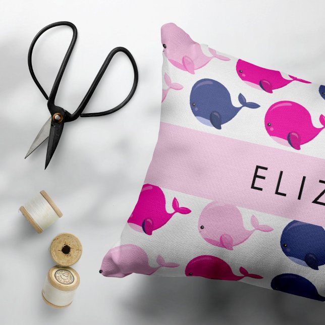 Cute Whales, Pattern Of Whales, Your Name Accent Pillow (Creator Uploaded)