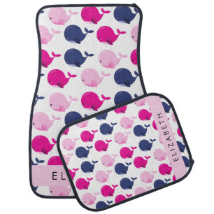 Cute Whales, Pattern Of Whales, Your Name Car Floor Mat