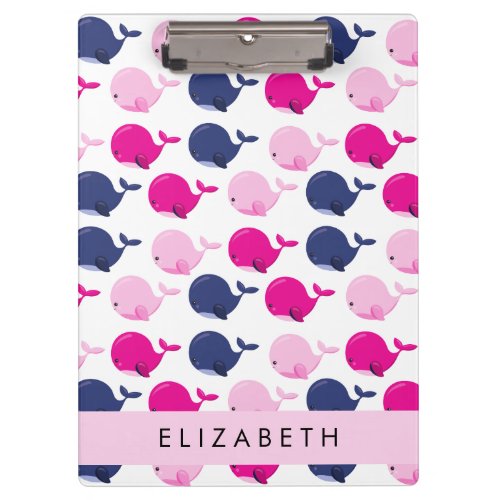 Cute Whales Pattern Of Whales Your Name Clipboard