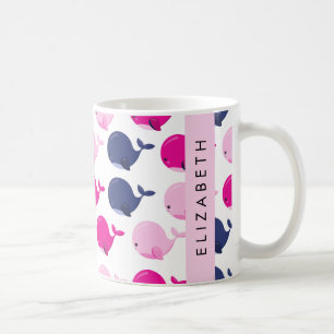 Cute Whales, Pattern Of Whales, Your Name Coffee Mug