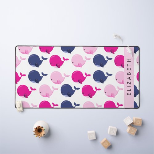 Cute Whales Pattern Of Whales Your Name Desk Mat