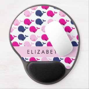 Cute Whales, Pattern Of Whales, Your Name Gel Mouse Pad
