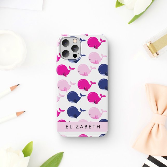 Cute Whales, Pattern Of Whales, Your Name iPhone Case (Creator Uploaded)