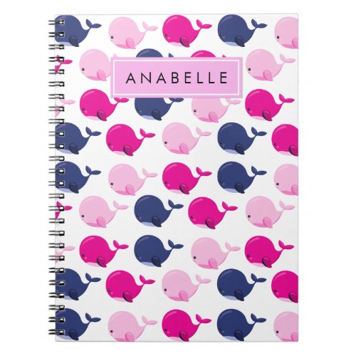 Cute Whales Pattern Of Whales Your Name Notebook