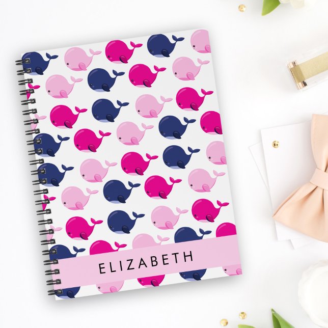 Cute Whales, Pattern Of Whales, Your Name Notebook (Creator Uploaded)