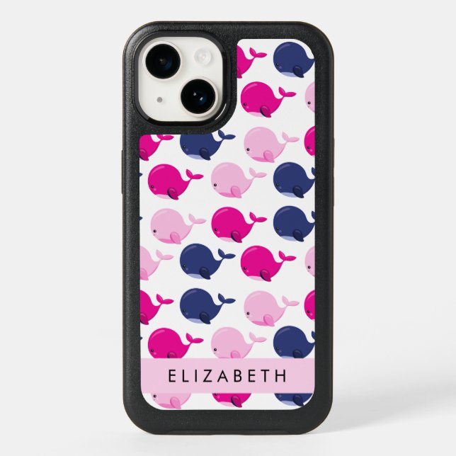 Cute Whales, Pattern Of Whales, Your Name Otterbox iPhone Case (Back)