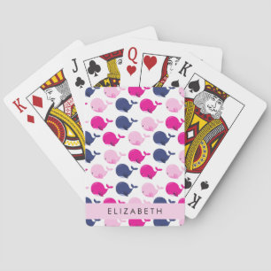 Cute Whales, Pattern Of Whales, Your Name Poker Cards