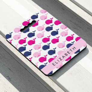 Cute Whales, Pattern Of Whales, Your Name Seat Cushion