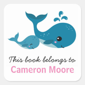Cute whales personalized bookplate book
