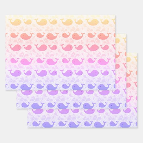 Cute Whales Rainbow Colors Wrapping Paper Sheets