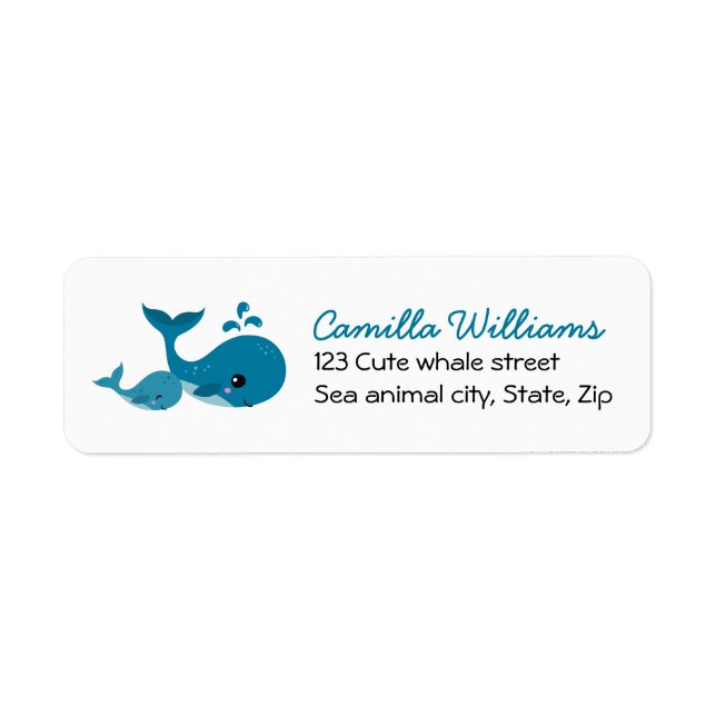Cute whales return address label (Front)