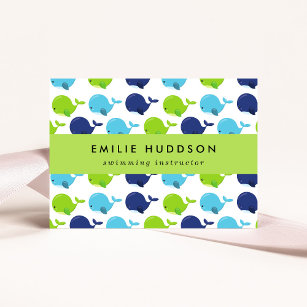 Cute Whales, Swim Instructor, Swimming Coach Business Card