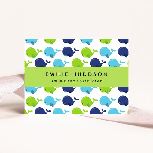 Cute Whales Swim Instructor Swimming Coach Business Card