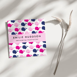 Cute Whales, Swim Instructor, Swimming Coach Square Business Card