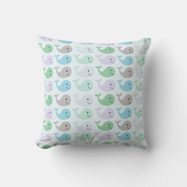 Cute Whales Throw Pillow (Front)