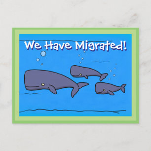 Cute whales we have moved address change postcard