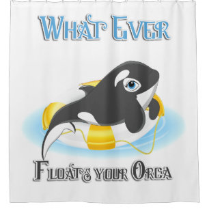 Cute What Ever Floats your Orca Shower Curtain