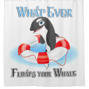 Cute What Ever Floats your Orca Whale Shower Curtain