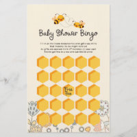 Cute What will it Bee Baby Shower Bingo Game Cards