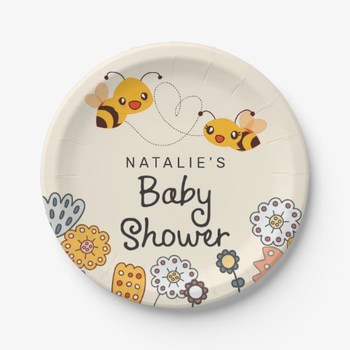 Cute What will it Bee Gender Reveal Baby Shower Paper Plates
