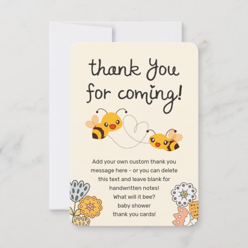 Cute What will it Bee Gender Reveal Baby Shower Thank You Card