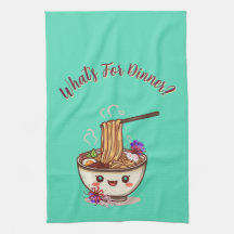 Cute "What's For Dinner?" Mint Green Ramen Bowl