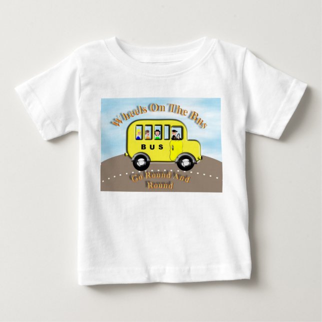 Cute Wheels on the Bus Persoonalized Kid's Top (Front)
