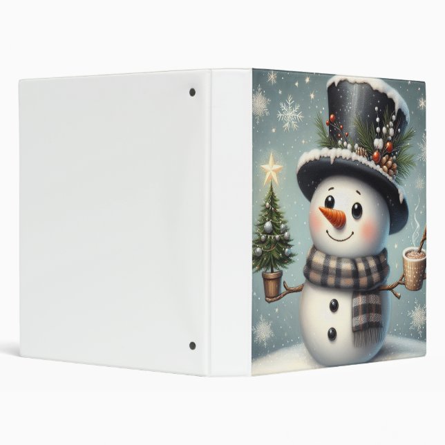 Cute whimiscal Christmas/winter snowman 3 Ring Binder (Background)