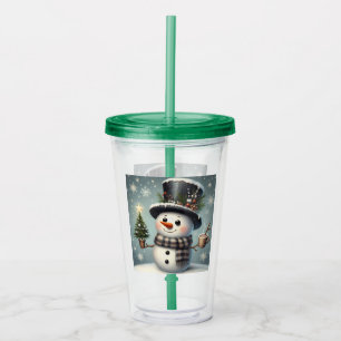 Cute whimiscal Christmas/winter snowman Acrylic Tumbler