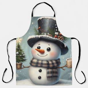Cute whimiscal Christmas/winter snowman Apron