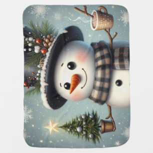 Cute whimiscal Christmas/winter snowman Baby Blanket