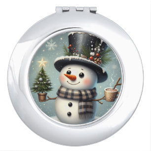 Cute whimiscal Christmas/winter snowman Compact Mirror