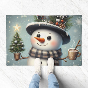Cute whimiscal Christmas/winter snowman Doormat