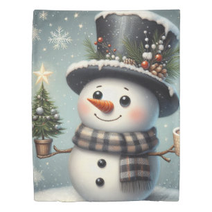 Cute whimiscal Christmas/winter snowman Duvet Cover