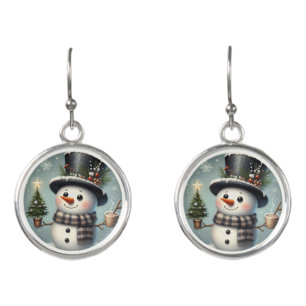 Cute whimiscal Christmas/winter snowman Earrings