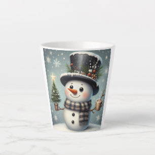Cute whimiscal Christmas/winter snowman Latte Mug