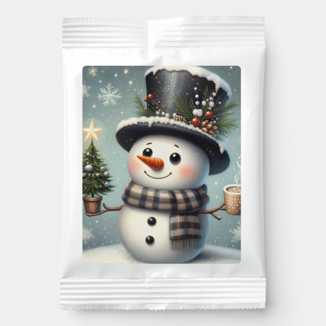 Cute whimiscal Christmas/winter snowman Margarita Drink Mix (Front)