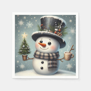 Cute whimiscal Christmas/winter snowman Napkins