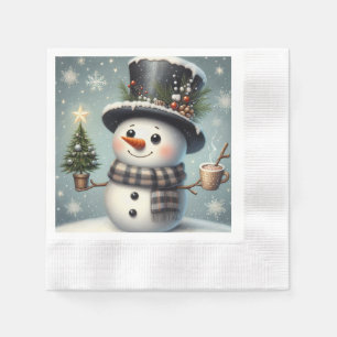 Cute whimiscal Christmas/winter snowman Napkins