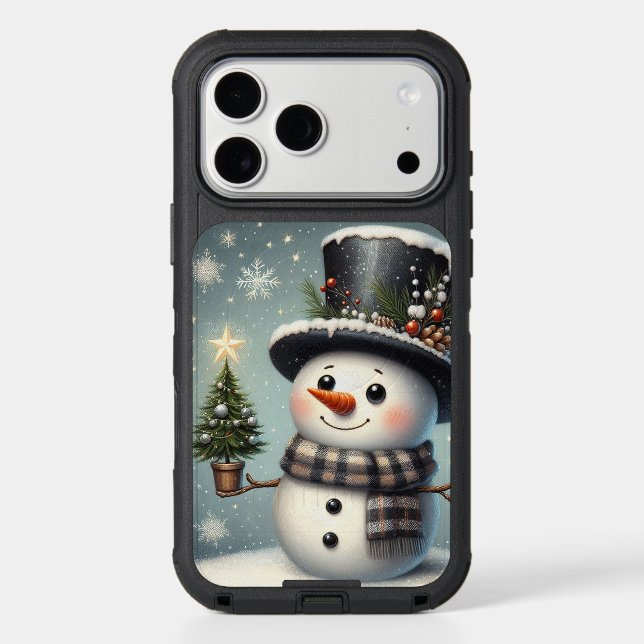 Cute whimiscal Christmas/winter snowman Otterbox iPhone Case (Back)