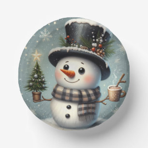 Cute whimiscal Christmas/winter snowman Paper Bowls