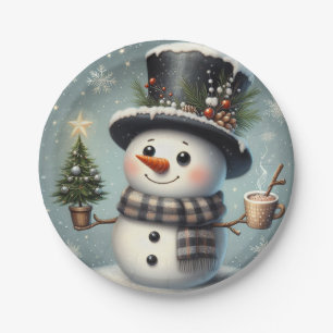 Cute whimiscal Christmas/winter snowman Paper Plates