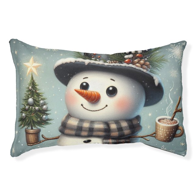 Cute whimiscal Christmas/winter snowman Pet Bed (Front)