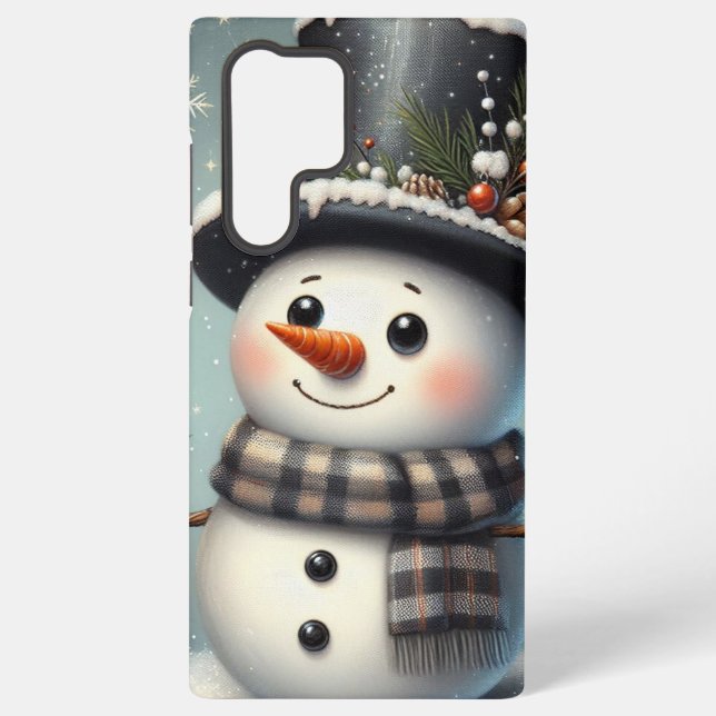 Cute whimiscal Christmas/winter snowman Samsung Galaxy Case (Back)