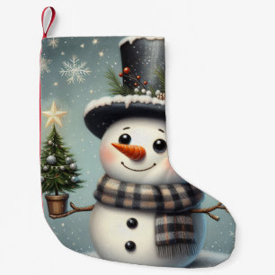 Cute whimiscal Christmas/winter snowman Small Christmas Stocking