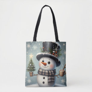 Cute whimiscal Christmas/winter snowman Tote Bag