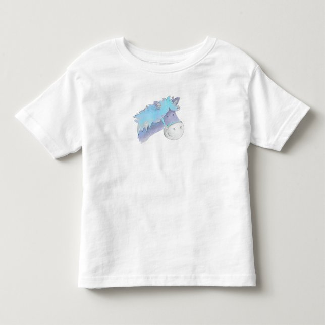 Cute whimiscal painted blue Pony Toddler T-shirt (Front)