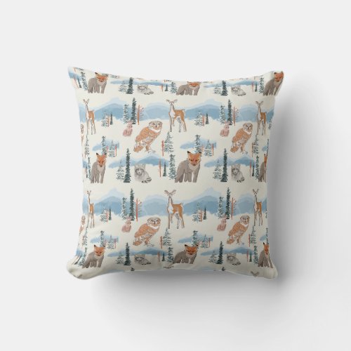 Cute Whimiscal woodland animals baby nursery  Throw Pillow