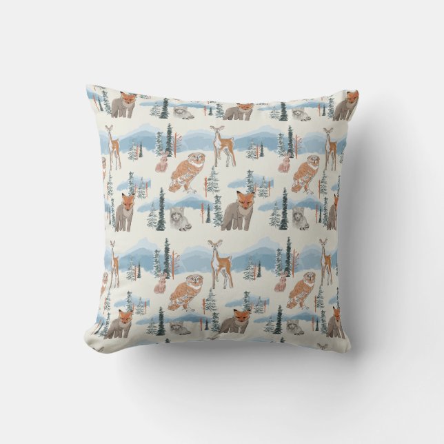 Cute Whimiscal woodland animals baby nursery  Throw Pillow (Front)