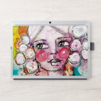 Cute Whimisical Girl Artstic Bold Colorful Modern HP Laptop Skin